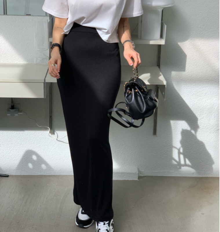 Original in stock Spring and Autumn New Super Slim High Waist Slit Hip Cover Skirt