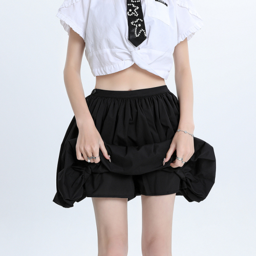 Actual shot of 2024 summer design high-waisted anti-exposure flower bud short skirt skirt for women cake tutu skirt
