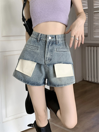 Real shot of retro irregular temperament petite jeans for women spring design workwear straight hot girl pants trendy