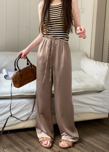 Real shot of wide-leg pants for women, loose high-waisted pants, 2024 new style straight-leg casual pants, floor-length pants