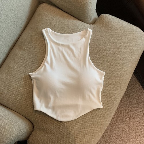 Actual shot of spring and summer bottoming round neck vest and suspender underwear