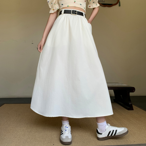 66022 Real shot~Large size skirt, women's high waist umbrella skirt, black suit skirt, long skirt, mid-length a-line skirt