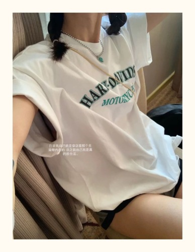 韩国chic夏季新款圆领字母宽松百搭短袖T恤上衣女