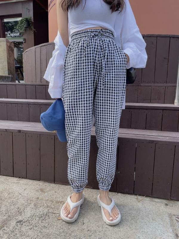 Original spot plaid pants two colors