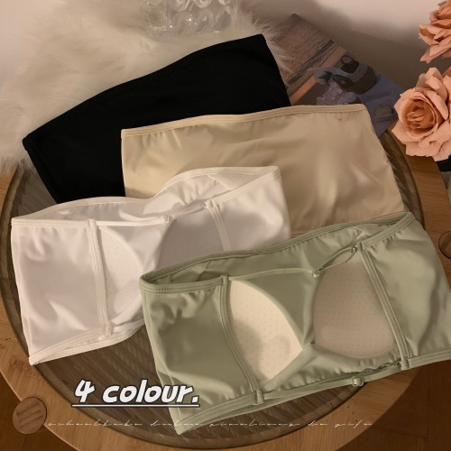 Actual shot of spring and summer ice silk with sexy camisole for women, slim-fitting and beautiful back tube top for women with wrapped breasts
