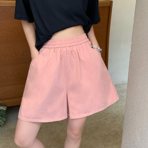Cotton and linen work shorts for women, summer thin high-waisted casual pants, loose slimming A-line wide-leg pants