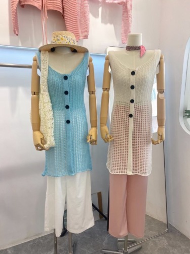 2024春夏季新款小众设计感镂空吊带毛针织衫韩系针织背心裙