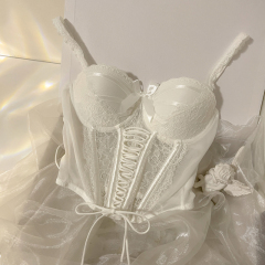 Live-shoot Pure Desire Sweet and Spicy Pink V-neck Beauty Backless Tank Top Women's 2024 New Sexy Fitted Lace Straps