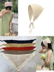 French retro knit punk triangle scarf travel sweet cute crocheted bohemian style headband for women hair tie trendy