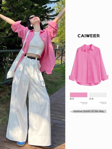 Early Spring Salt Dressing Shirt 2024 New Women's Sun Protection Shirt Jacket Dopamine Light Pink Spring Top