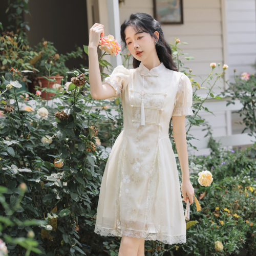 Real shot of new Chinese style improved cheongsam dress women's 2024 new summer Hanfu national style small skirt