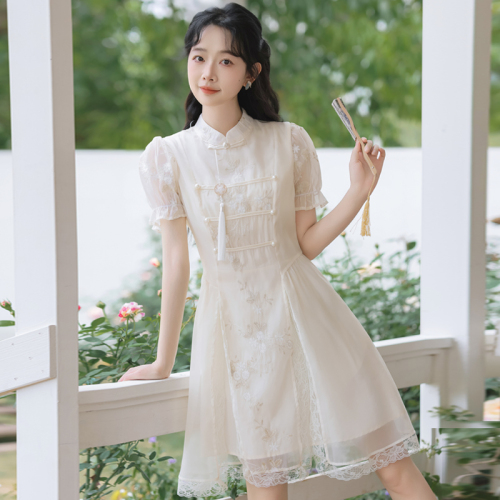 Real shot of new Chinese style improved cheongsam dress women's 2024 new summer Hanfu national style small skirt