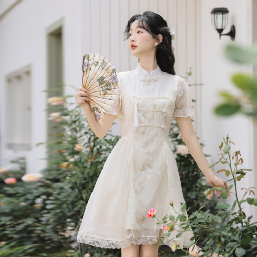 Real shot of new Chinese style improved cheongsam dress women's 2024 new summer Hanfu national style small skirt