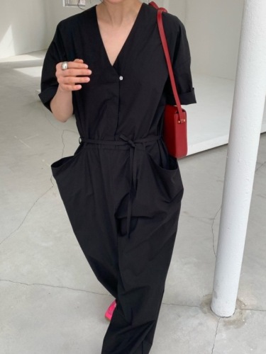 2024 spring and summer new style niche small flower button commuting street style loose overalls jumpsuit