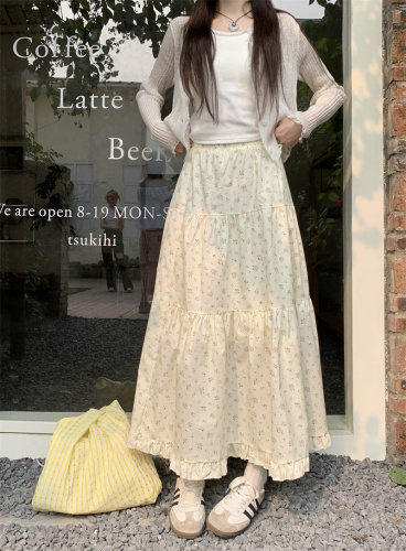 Real shot ~ 2024 Korean style lace splicing vest + versatile knitted blouse + sweet floral skirt