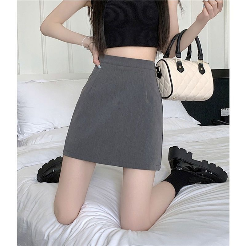 High-end suit skirt for women, waistline high, slimming, small size A-shaped short skirt 