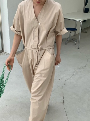 2024 spring and summer new style niche small flower button commuting street style loose overalls jumpsuit