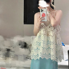 2024 Spring New Beach Vacation Style Women's Summer Petite Solid Color Laced Tank Top