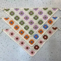 French Retro Knit Bold Girl Triangle Scarf Outing Sweet Cute Crochet Bohemian Style Head Scarf for Women Hair Band Trendy