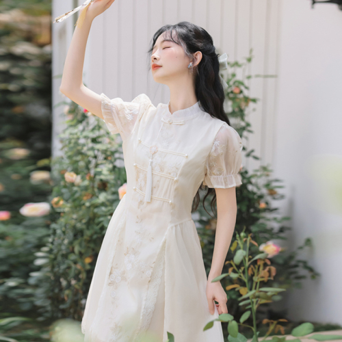 Real shot of new Chinese style improved cheongsam dress women's 2024 new summer Hanfu national style small skirt