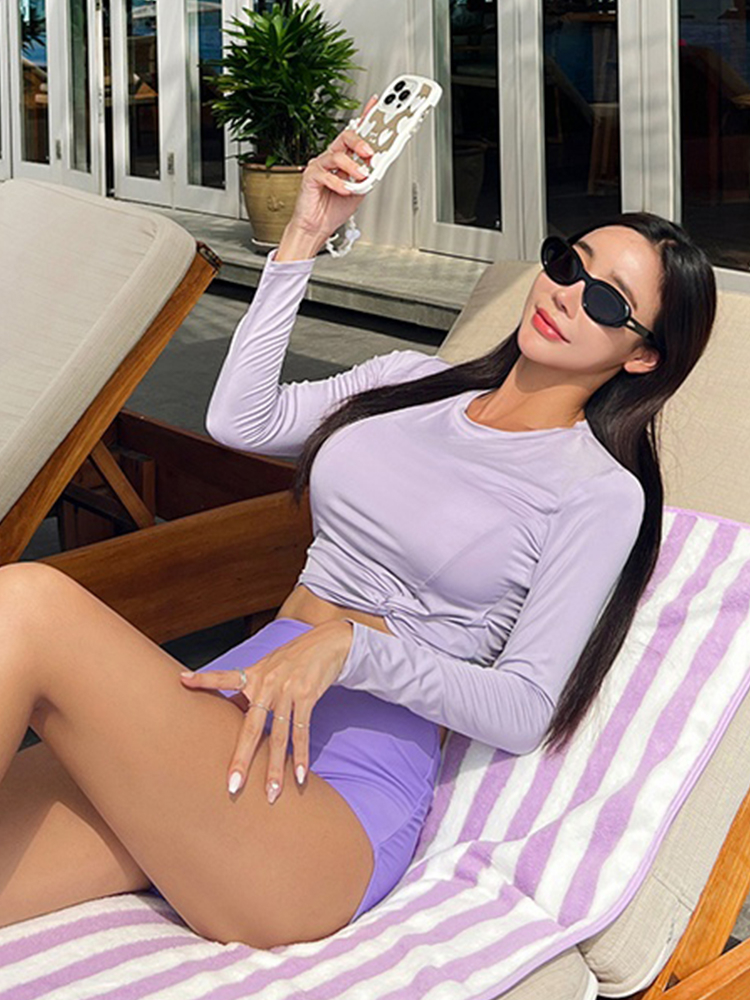 South Korea new style swimsuit women's long conservative sports-style backless casual skirt-style conservative resort hot spring swimwear