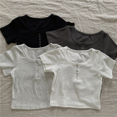 Summer New Arrival Women's Regular Sleeveless T-Shirt with Design Sense Short Length Fitted Half-Open Collar Top