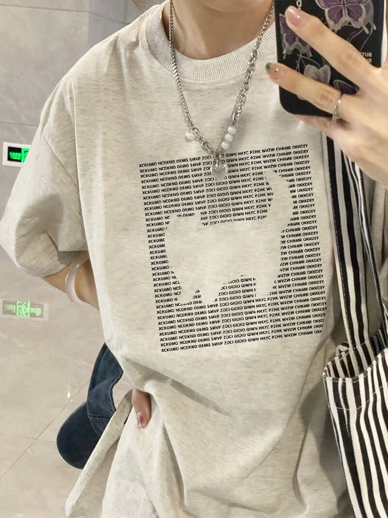 Official picture 2024 new heavyweight cotton summer short-sleeved T-shirt for women American loose design upper body...
