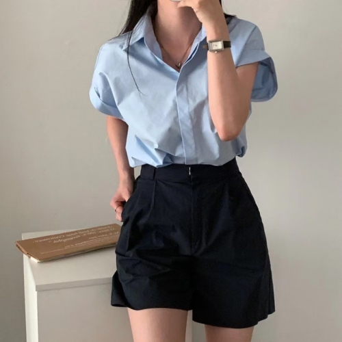 Korean chic summer simple loose shirt for women