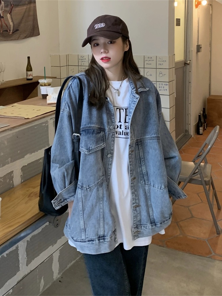 Women's Jeans Jacket 2024 New Unique Design Loose BF Style Spring and Autumn Medium Length Unique Top Instagram Trendy