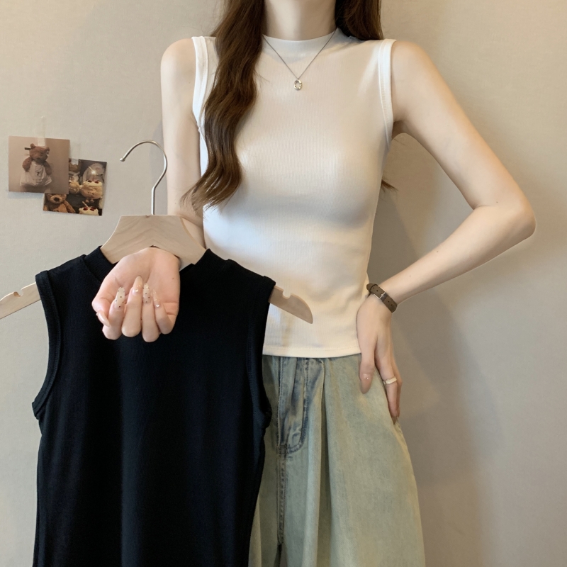 Real shot 40 count pure cotton 2024 summer sleeveless T-shirt women's vest top