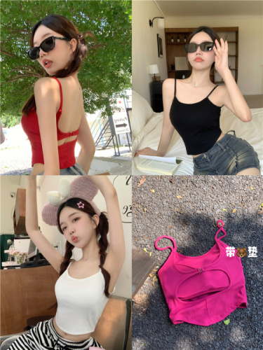 Actual price and real shot of summer must-have versatile sweet and spicy style camisole top with breast pads and beautiful back for women