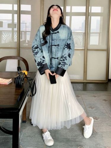 新中式国风牛仔外套女短款2024春季新款小个子设计感今年流行上衣