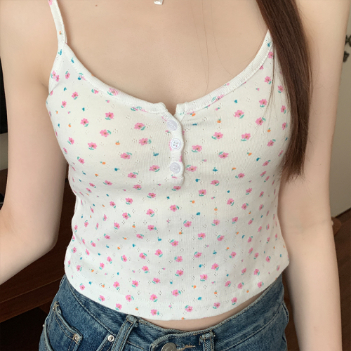 Real shot of small camisole women's summer new style French style inner wear slim pure lust top wear outside