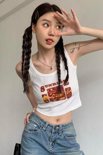 Real shot American style waistcoat racer vest for women summer outer wear bm sweet and spicy short sleeveless suspender top
