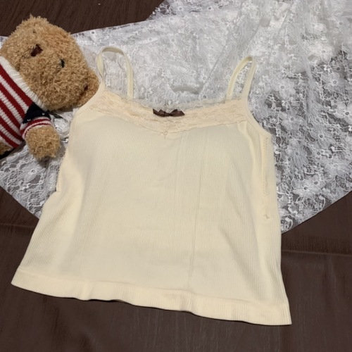 Actual shot of Korean style small camisole women's inner wear spring new bottoming sleeveless slim short top