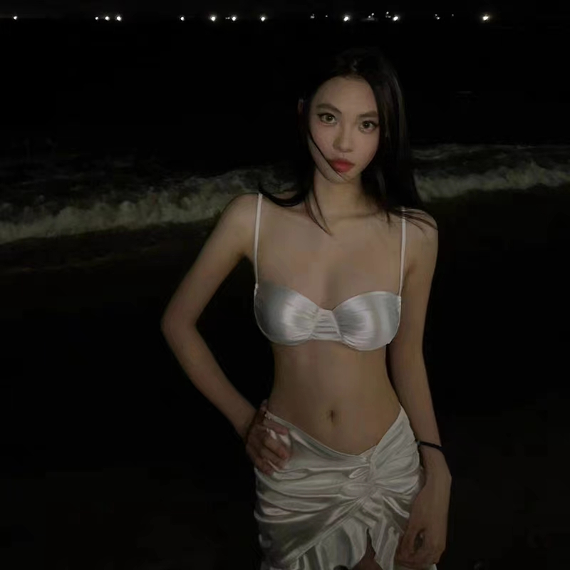 韓國新款泰式度假高級感泳衣女甜心辣妹高光面料聚攏性感溫泉包臀