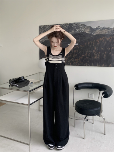 Actual shot~Korean version of loose, small, high-waisted straight wide-leg pants + slim-fitting bottoming vest