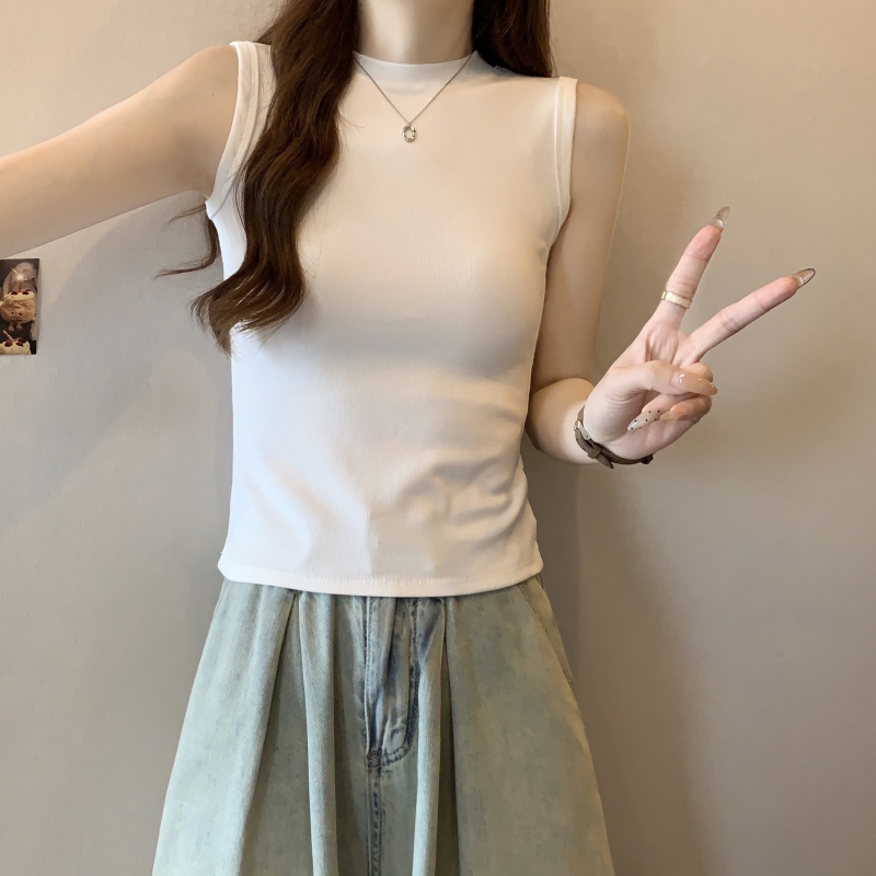 Real shot 40 count pure cotton 2024 summer sleeveless T-shirt women's vest top