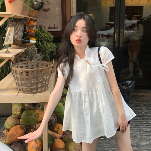 New Chinese style doll shirt for women in summer, beautiful and stylish for age reduction, 2024 new style small shirt, age reduction, short-sleeved French shirt, trendy