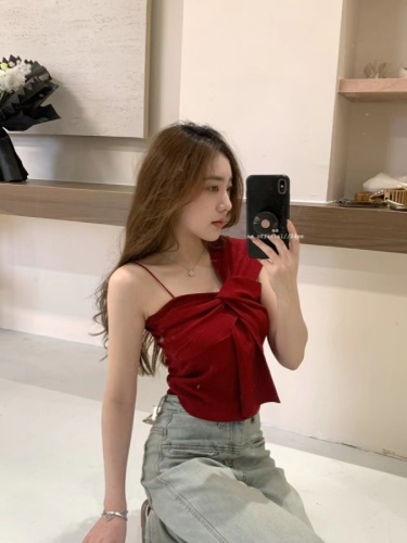 AS OFFICIAL Irregular and chic design strappy vest summer niche sexy hot girl top