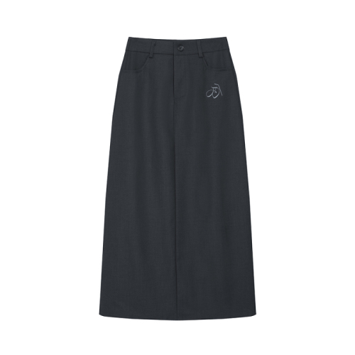 Actual shot of 2024 summer new style high-end black suit skirt for women gray loose A-line skirt