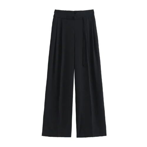Suit trousers, spring and summer style, high-waisted, loose, slimming and drapey, buckle design, high-end wide-leg trousers