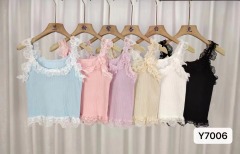 2024夏季新款韓版清純少女拼接蕾絲花邊百搭背心