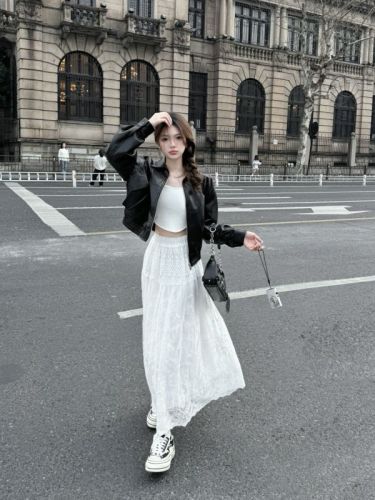 实拍~夏季白色蕾丝半身裙a字高腰设计感小众梨形身材法式显瘦