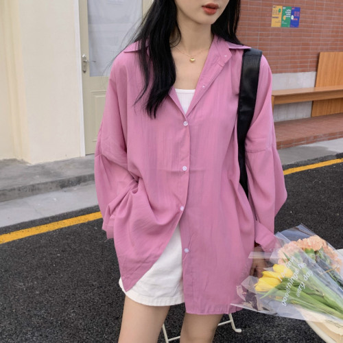 Actual shot of 2024 new summer Korean style loose thin air-conditioning suit long-sleeved sun protection versatile shirt