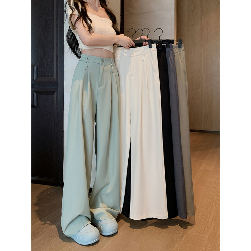 Real shot!  2024 loose design suit pants casual pants women's wide leg pants high waist drape floor mopping pants