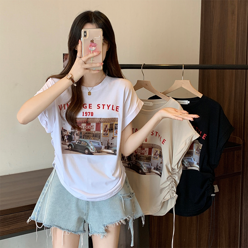 實拍大碼女裝夏季美式街頭無袖背心T恤女裝胖mm復古甜辣寬鬆上衣