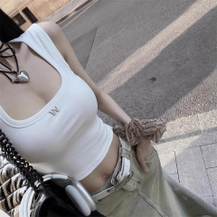 92棉/8氨綸40支210g純棉 純欲背心女夏季U領短款