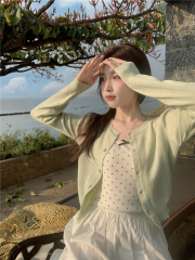 New lightweight heart-shaped design loose sun shirt + polka dot sweet and spicy tank top
