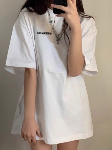 纯棉短袖T恤女bm潮牌设计感韩版原宿风休闲打底衫上衣字母印花T恤